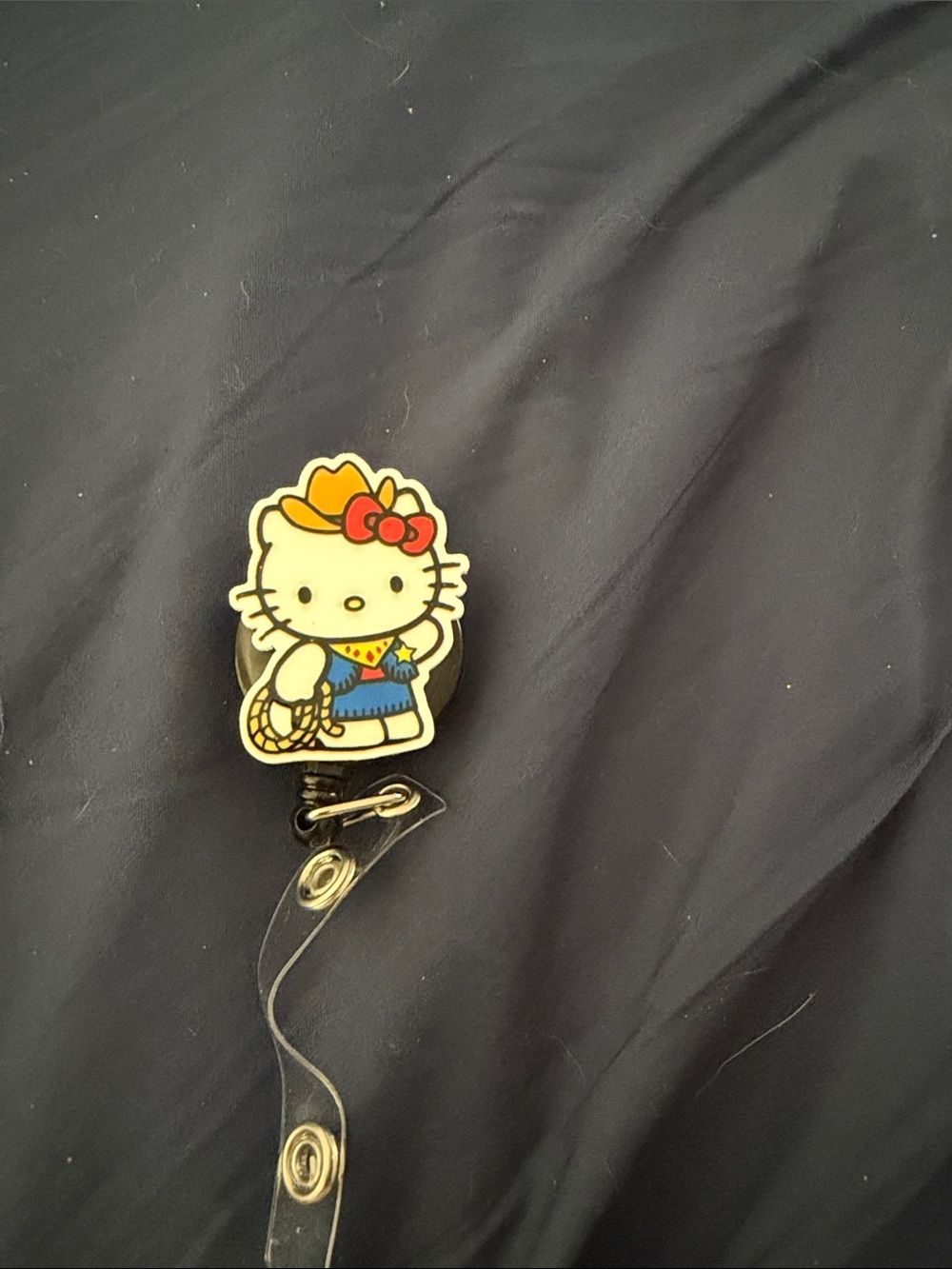Hello Kitty Cowgirl Badge Reel - Yellow, Red, Blue